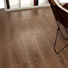 Denton Dark Oak Wood Effect Tiles - 200 x 600mm