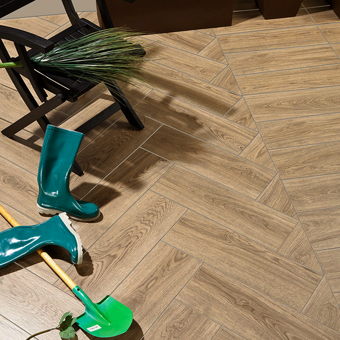 Denton Mid Oak Wood Effect Tiles - 200 x 600mm