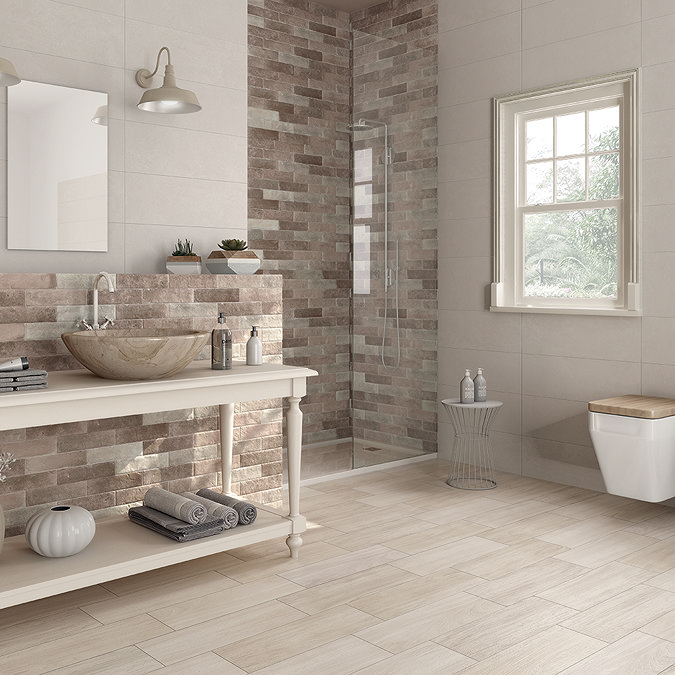 Denton Whitewashed Oak Wood Effect Tiles - 200 x 600mm