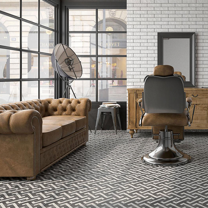 Denzo Geometric Art Deco Patterned Wall and Floor Tiles - 223 x 223mm