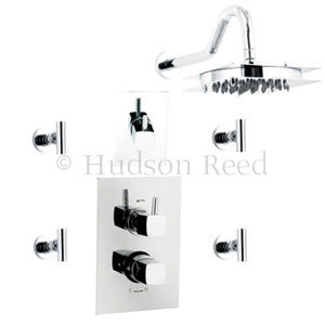 Designer Kia/Jule Twin Valve with Divertor, Quadro Head and Body Jets Large Image