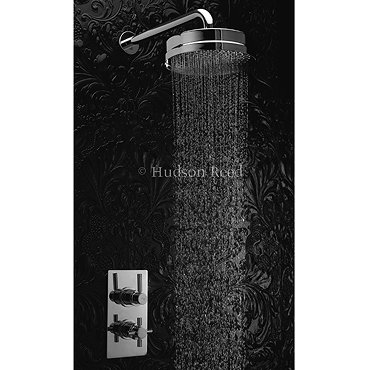 Hudson Reed Tec Pura Twin Concealed Thermostatic Shower Valve w/ 8" Fixed Head Profile Large Image
