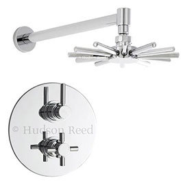 Hudson Reed - Tec Twin Concealed Thermostatic Shower Valve with Cloudburst Head Medium Image