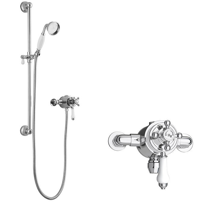 Hudson Reed Traditional Dual Exposed Thermostatic Shower Valve + Slider Rail Kit