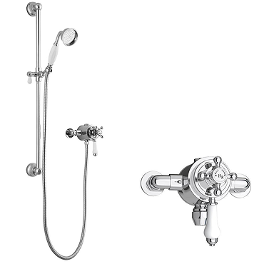 Hudson Reed Traditional Dual Exposed Thermostatic Shower Valve + Slider Rail Kit  Profile Large Imag