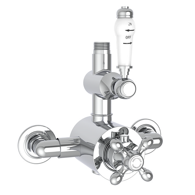 Nuie Traditional Twin Shower Valve with Rigid Riser Kit - Chrome