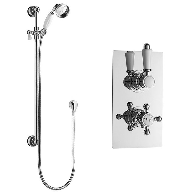 Hudson Reed Traditional Twin Concealed Thermostatic Shower Valve + Slide Rail Kit Large Image