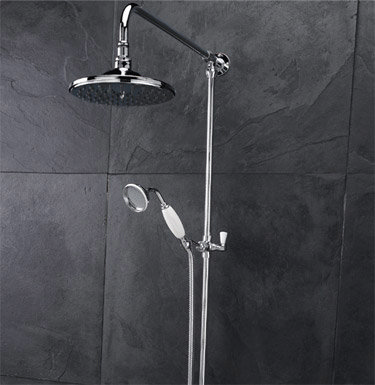 Traditional Twin Valve with Grand Rigid Riser Kit & Shower Rose - Chrome Feature Large Image
