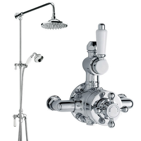 Traditional Twin Valve with Grand Rigid Riser Kit & Shower Rose - Chrome Large Image