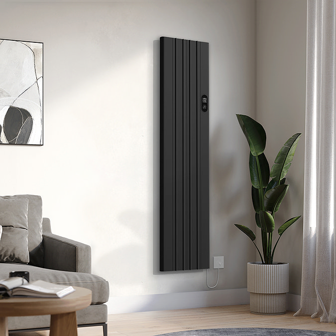 Designer Urban 1600 x 392mm Smart WiFi Aluminium Electric Radiator – 1000W Matt Black