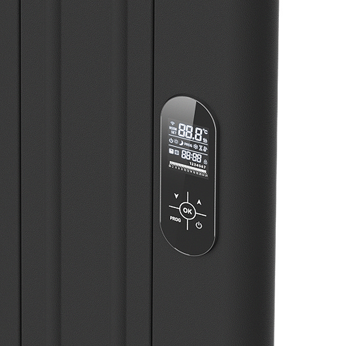 Designer Urban 1600 x 503mm Smart WiFi Aluminium Electric Radiator – 1000W Matt Black