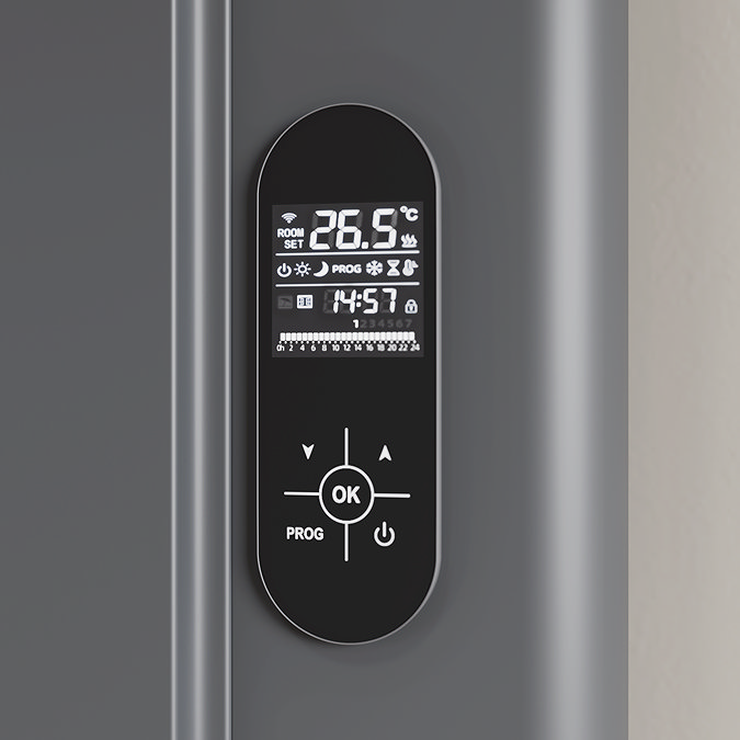 Designer Urban 1600 x 503mm Smart WiFi Aluminium Electric Radiator - 1500W Anthracite