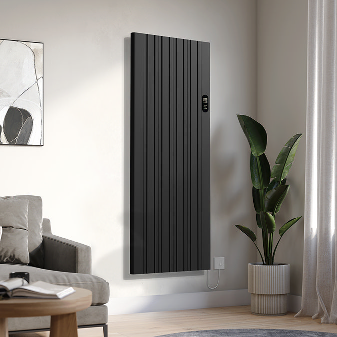 Designer Urban 1600 x 614mm Smart WiFi Aluminium Electric Radiator - 2000W Matt Black