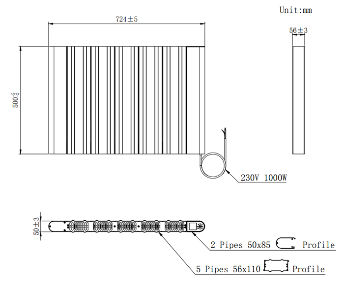 Designer Urban 500 x 724mm Smart WiFi Aluminium Electric Radiator - 1000W Anthracite