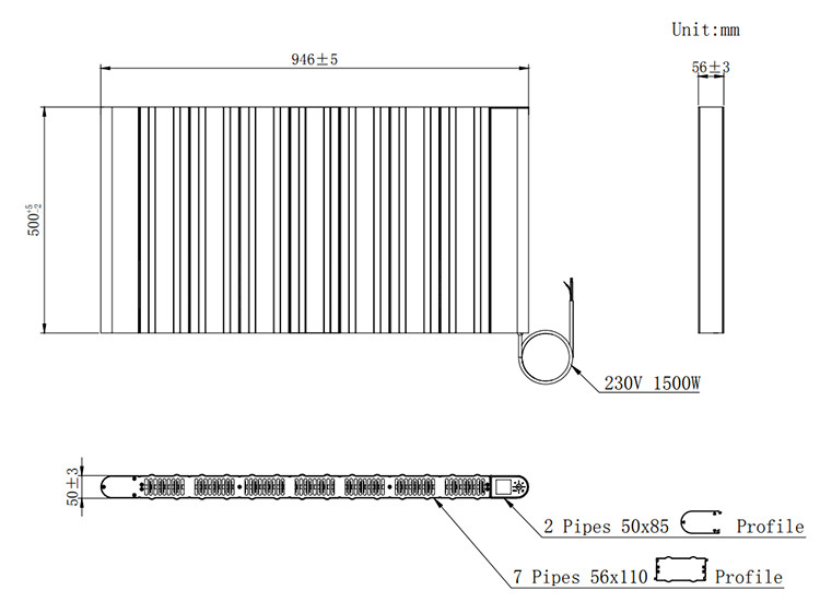 Designer Urban 500 x 946mm Smart WiFi Aluminium Electric Radiator - 1500W Anthracite