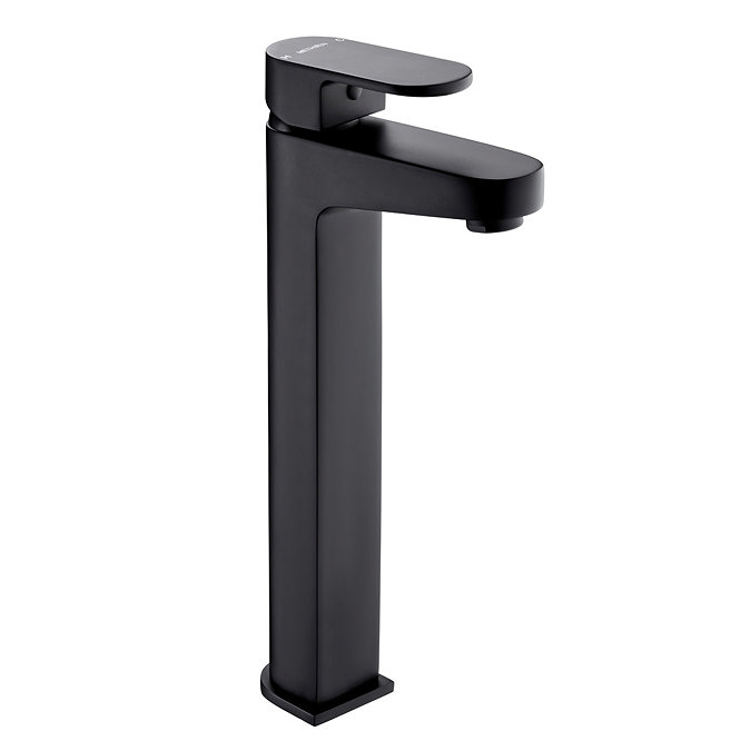 Deva Amio Tall Matt Black Curved Mono Basin Mixer