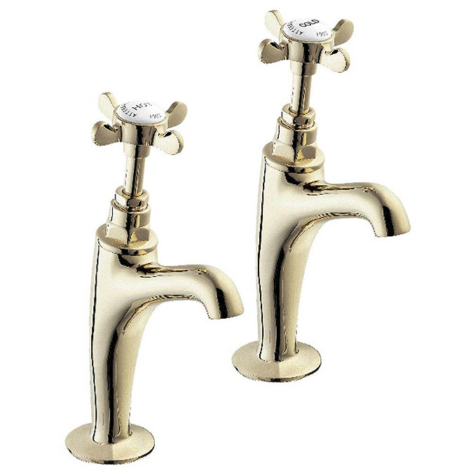 Deva Coronation 1/2" BS1010 High Neck Sink Taps - Gold Large Image