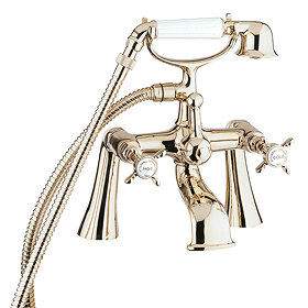 Deva Coronation Pillar Mounted Bath Shower Mixer - Gold Large Image