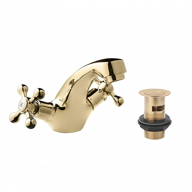 Deva Tudor Mono Basin Mixer Tap with Waste - Gold