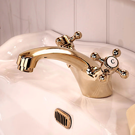 Deva Tudor Mono Basin Mixer Tap with Waste - Gold