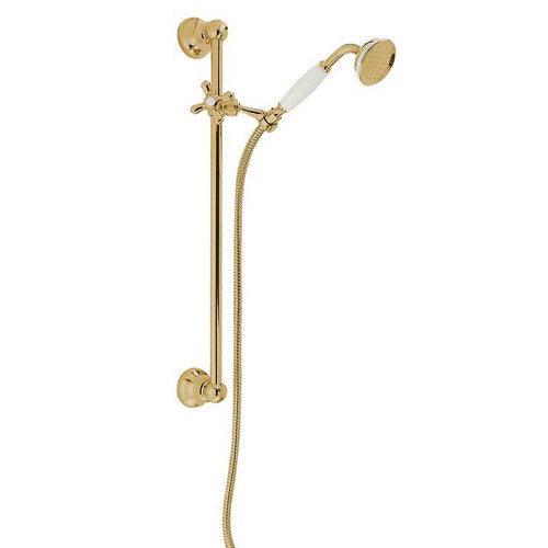 Deva Exposed Full Shower Kit with Period Design Shower Head - Gold Large Image