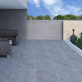 Deveso Outdoor Grey Stone Effect Floor Tiles - 600 x 600mm