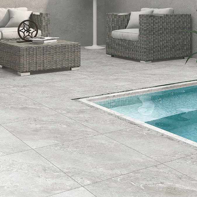 Deveso Outdoor Moon Light Stone Effect Floor Tiles - 600 x 600mm