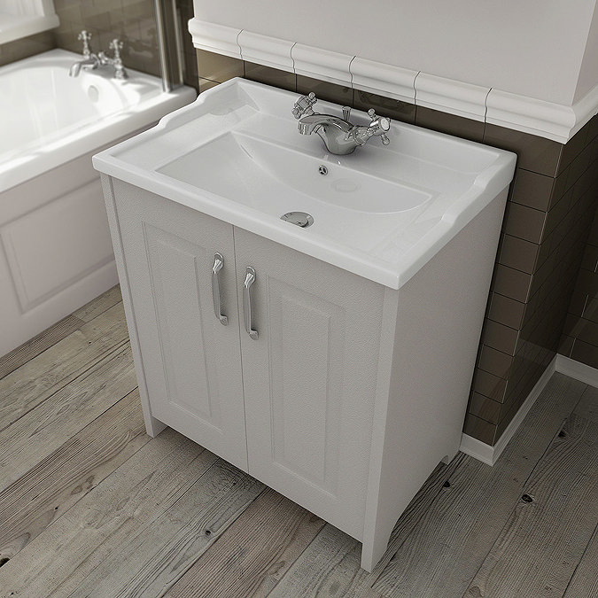 Devon Cashmere Traditional 2 Door Vanity Unit (800 x 460mm) Profile Large Image