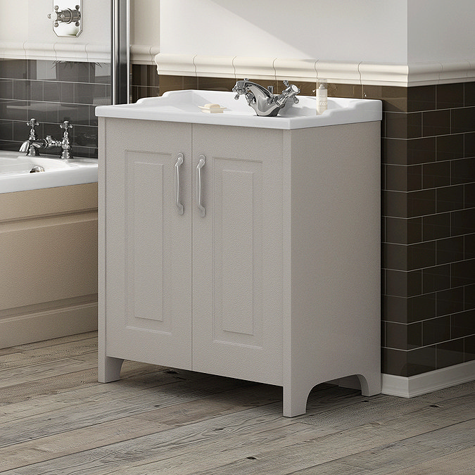 Devon Cashmere Traditional 2 Door Vanity Unit (800 x 460mm) Feature Large Image