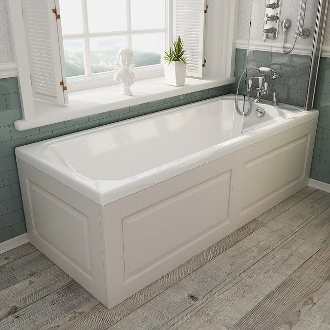 Devon Ivory Single Ended Traditional Bath with Panels Large Image