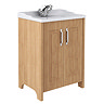 Devon Oak Traditional 2 Door Vanity Unit (600 x 460mm) Large Image