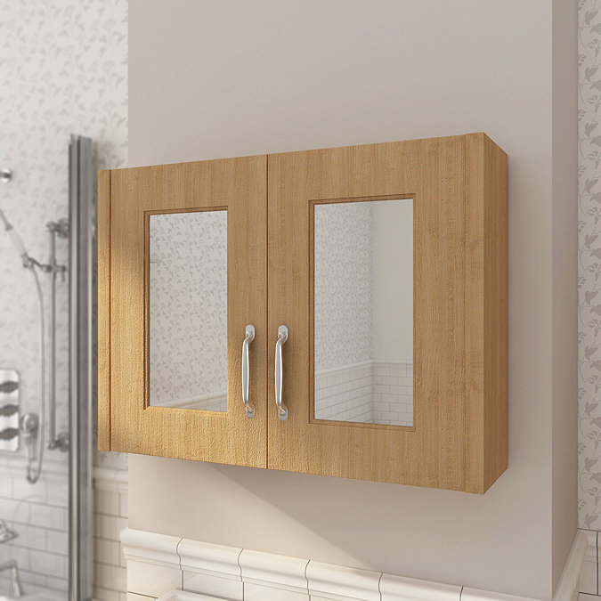 Devon Oak 800mm Traditional 2 Door Mirror Cabinet Profile Large Image