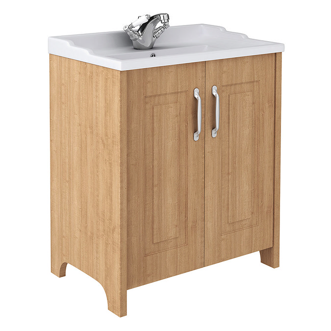 Devon Oak Traditional 2 Door Vanity Unit (800 x 460mm) Large Image