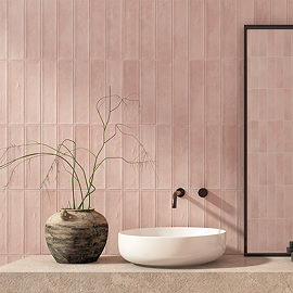 Dewsbury Rustic Matt Pink Wall Tiles 75 x 300mm