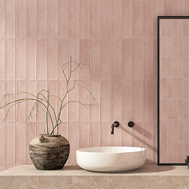 Dewsbury Rustic Matt Pink Wall Tiles 75 x 300mm
