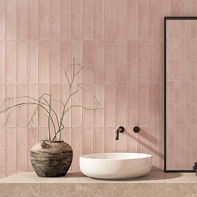 Dewsbury Rustic Matt Pink Wall Tiles 75 x 300mm