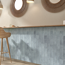 Dewsbury Rustic Matt Sky Blue Wall Tiles 75 x 300mm