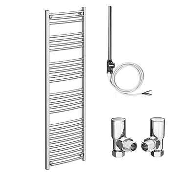 Diamond 500 x 1600mm Curved Heated Towel Rail (Inc. Valves + Electric Heating Kit)  Profile Large Im