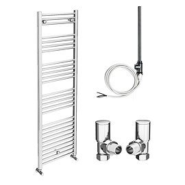 Diamond 500 x 1600mm Straight Heated Towel Rail (incl. Valves + Electric Heating Kit) Large Image