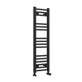 Diamond Curved Heated Towel Rail - W300 x H1000mm - Matt Black
