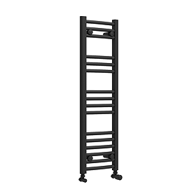 Diamond Curved Heated Towel Rail - W300 x H1000mm - Matt Black
