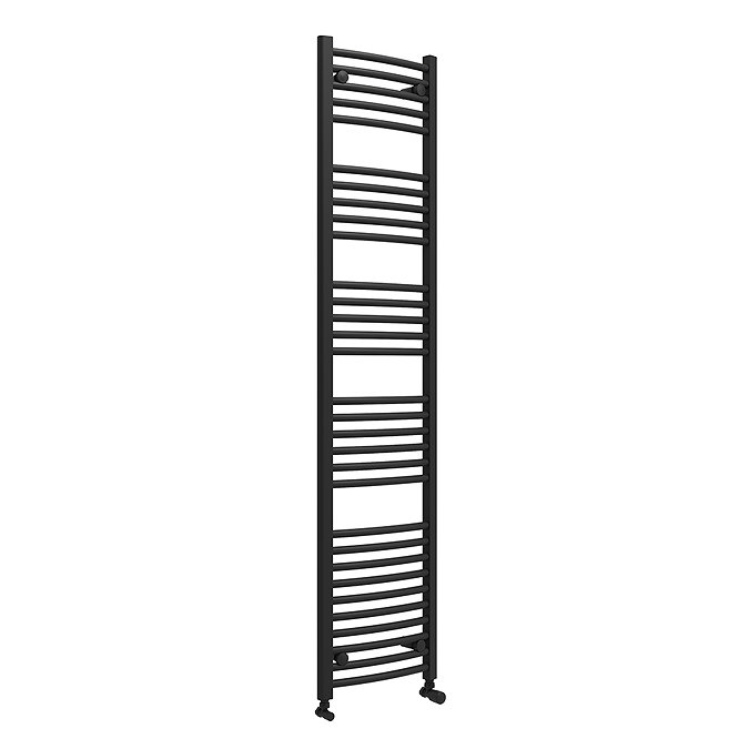 Diamond Curved Heated Towel Rail - W400 x H1800mm - Matt Black