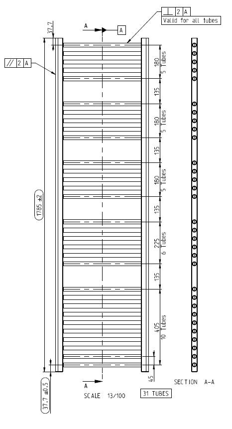Diamond Curved Heated Towel Rail - W400 x H1800mm - White