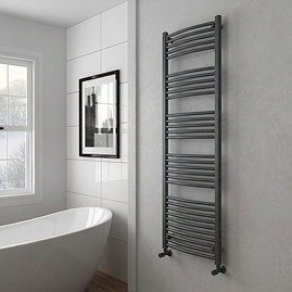 Toreno Heated Towel Rail – Anthracite – 600 x 1800mm – Curved Bars