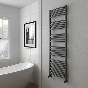 Toreno Heated Towel Rail – Anthracite – 600 x 1800mm – Curved Bars