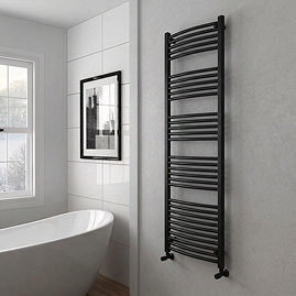 Toreno Heated Towel Rail – Matt Black – 600 x 1800mm – Curved Bars