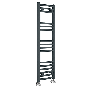 Diamond Curved Heated Towel Rail - W300 x H1000mm - Anthracite  Profile Large Image