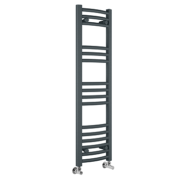 Diamond Curved Heated Towel Rail - W300 x H1000mm - Anthracite Profile Large Image