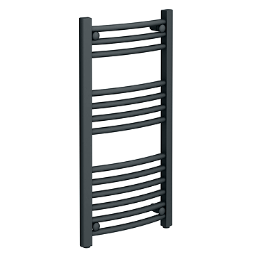 Diamond Curved Heated Towel Rail - W400 x H800mm - Anthracite  Profile Large Image