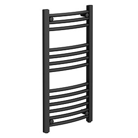 Diamond Curved Heated Towel Rail - W400 x H800mm - Anthracite Large Image